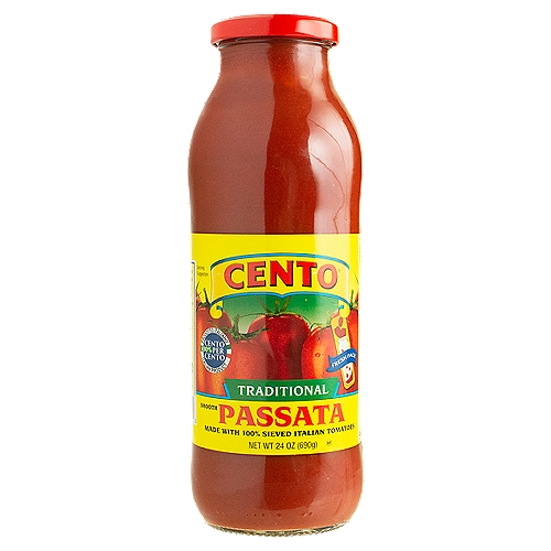 CENTO Traditional Smooth Passata, 24 oz
Made using the finest Italian tomatoes that have been sieved, removing the skin and seeds, leaving an authentic tomato base with a smooth, creamy consistency.
