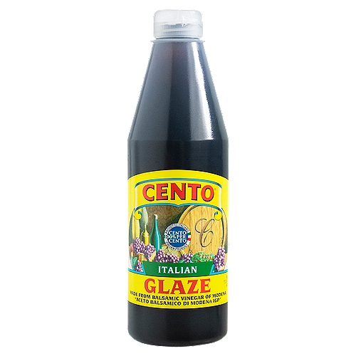 Cento Italian Glaze, 13.8 fl oz
Cento Italian Glaze is a sweet, tart glaze made from Balsamic Vinegar of Modena ''Aceto Balsamico Di Modena IGP''. This glaze pairs well with everything from meats and roasted vegetables to cheese plates and fruits. The precision spout ensures you get the perfect amount every time.