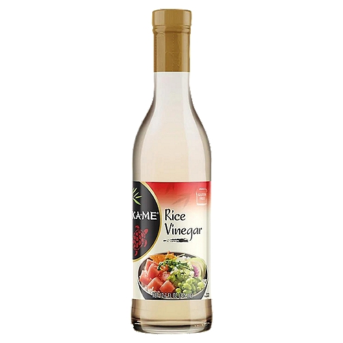 Ka-Me Rice Vinegar is brewed using a traditional method, has a mild flavor and is extremely versatile. Delicious in many recipes including sweet and sour dishes, stir-fries, salads and great for pickling vegetables, Ka-Me Rice Vinegar is the perfect alternative to wine, cider or distilled vinegar, creating a tangy taste and enhancing the flavor of any recipe. Combine with soy sauce, sesame oil, garlic and ginger for a flavorful salad dressing.