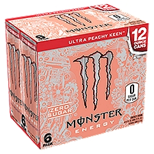 Monster Energy Zero Sugar Ultra Peachy Keen Energy Drink, 12 fl oz, 6 count