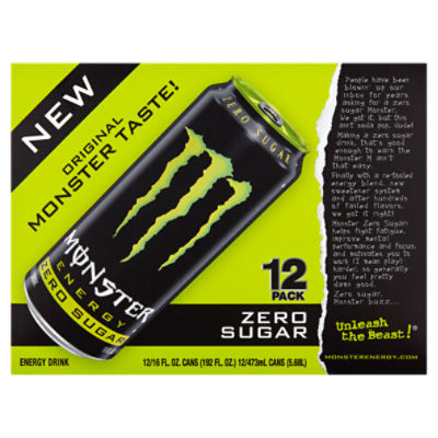 Monster Energy Zero Sugar Energy Drink, 16 fl oz, 12 count