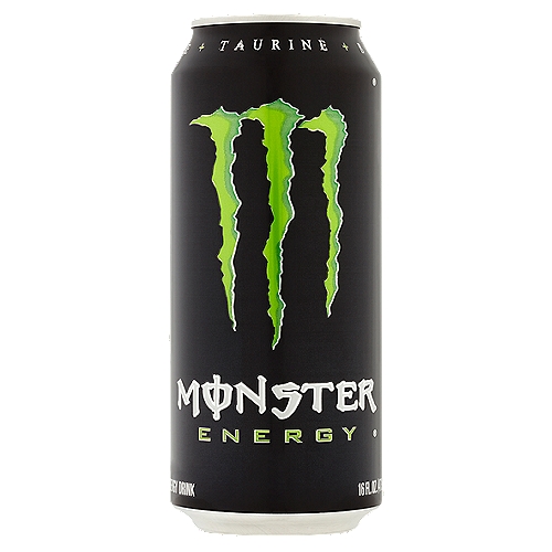 Monster Energy Drink, 16 fl oz
Monster Energy Blend: Glucose, taurine, panax ginseng extract, L-carnitine, caffeine, glucuronolactone, inositol, guarana extract, maltodextrin

Tear into a can of the meanest energy drink on the planet, Monster Energy.
It's the ideal combo of the right ingredients in the right proportion to deliver the big bad buzz that only Monster can.
Monster packs a powerful punch but has a smooth easy drinking flavor.
Athletes, musicians, anarchists, co-ed's, road warriors, metal heads, geeks, hipsters, and bikers dig it - you will too.