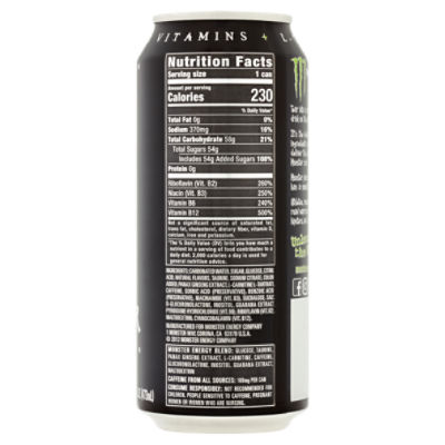 monster energy drink label caffeine