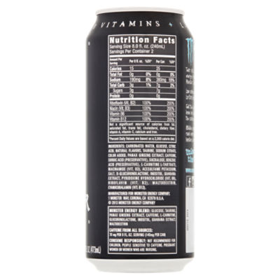 monster energy drink label caffeine