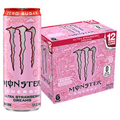 Monster Energy Ultra Strawberry Dreams Energy Drink, 12 fl oz, 6 count