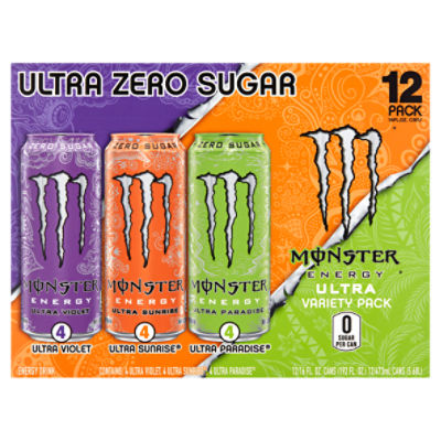 Monster Energy Ultra Zero Sugar Energy Drink Variety Pack, 16 fl oz, 12 count