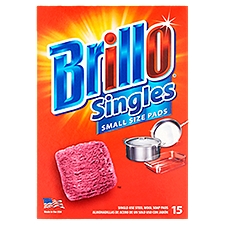 Brillo Singles Small Size, Steel Wool Soap Pads, 15 Each