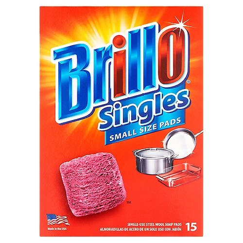 Brillo Singles Small Size Steel Wool Soap Pads, 15 count