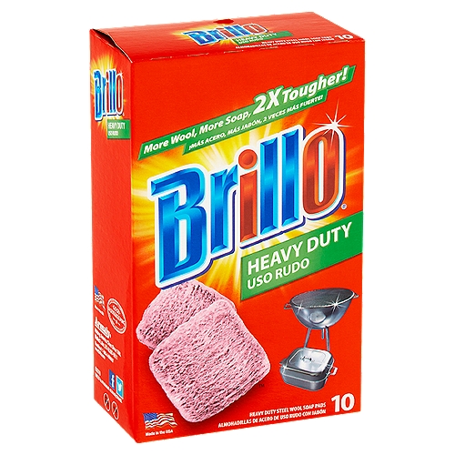 Brillo Heavy Duty Steel Wool Soap Pads, 10 count