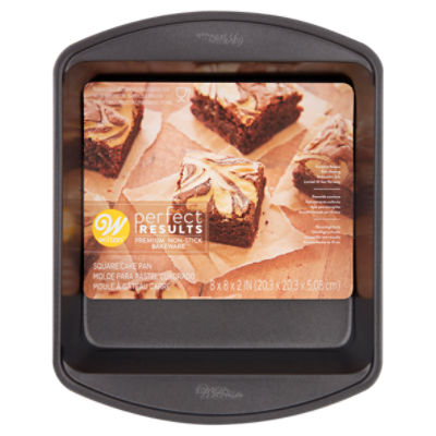 Wilton Perfect Results Premium Non-Stick 8-Inch Square Cake Pans, Set of 2,  Steel Bakeware Set
