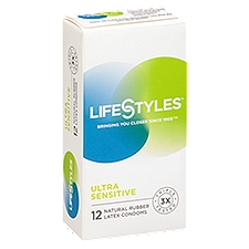 LifeStyles Ultra Sensitive Natural Rubber Latex Condoms, 12 count