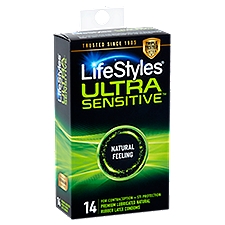 LifeStyles Ultra Sensitive Condoms, Premium Lubricated Natural Rubber Latex, 14 Each