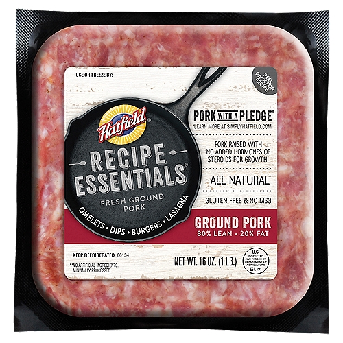 Hatfield Recipe Essentials 80% Lean 20% Fat Fresh Ground Pork, 16 oz
