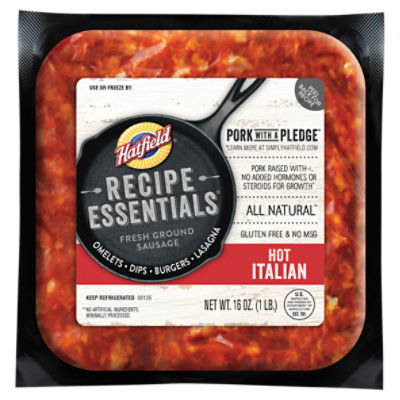 Hatfield Recipe Essentials Ноt Italian Fresh Ground Sausage, 16 oz, 16 Ounce