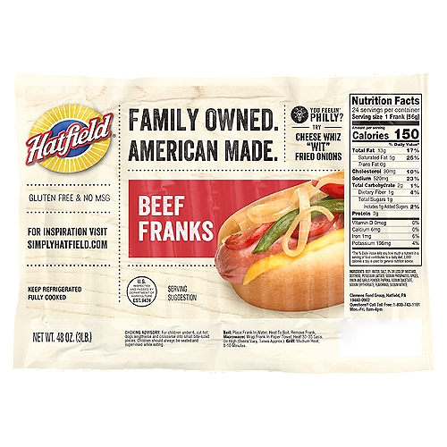 Hatfield Beef Franks, 48 oz