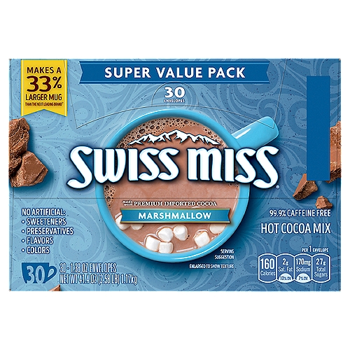 Swiss Miss Marshmallow Hot Cocoa Mix Super Value Pack, 1.38 oz, 30 count