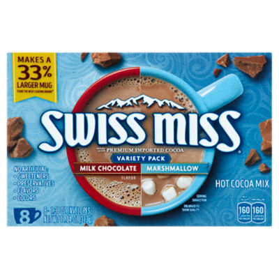 Swiss Miss Milk Chocolate Flavor and Marshmallow Hot Cocoa Mix Variety Pack, 1.38 oz, 8 count, 11.04 Ounce