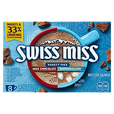 Swiss Miss Milk Chocolate Flavor and Marshmallow Hot Cocoa Mix Variety Pack, 1.38 oz, 8 count