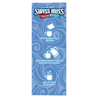 Swiss Miss Milk Chocolate Flavor and Marshmallow Hot Cocoa Mix Variety Pack, 1.38 oz, 8 count