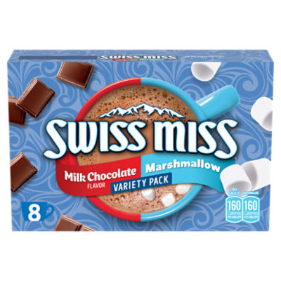 Swiss Miss Milk Chocolate Flavor and Marshmallow Hot Cocoa Mix Variety Pack, 1.38 oz, 8 count