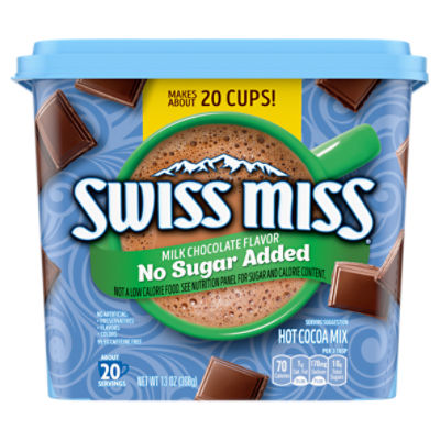 Swiss Miss Milk Chocolate Flavor No Sugar Added Hot Cocoa Mix Canister, 13 oz.