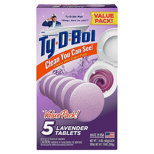 Ty-D-Bol Lavender Tablets Value Pack, 1.4 oz, 5 count