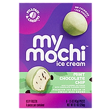 My/Mochi Mint Chocolate Chip Premium Ice Cream in Sweet Rice Dough, 1.5 oz, 6 count
