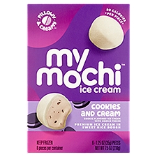 My/Mochi Cookies and Cream with Cookie Pieces Flavored, Ice Cream, 6 Each