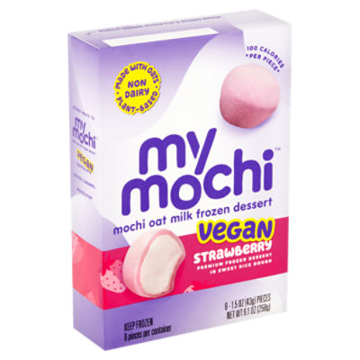 My/Mochi Vegan Strawberry Premium Frozen Dessert in Sweet Rice Dough, 1.5 oz, 6 count