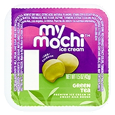 My/Mochi Ice Cream, Green Tea Premium in Sweet Rice Dough, 1.5 Ounce