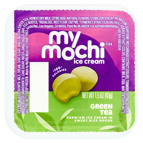 My/Mochi Green Tea Premium Ice Cream in Sweet Rice Dough, 1.5 oz
