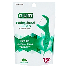 Sunstar GUM Fresh Mint Professional Clean Flosser Picks, 150 count