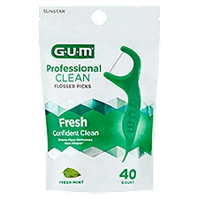 Sunstar GUM Fresh Mint Professional Clean Flosser Picks, 40 count
