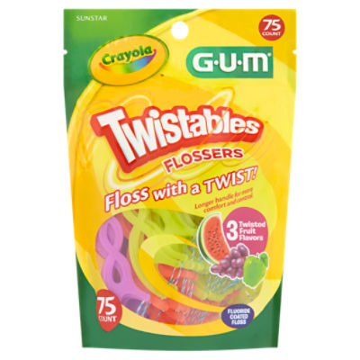 Sunstar GUM Crayola Twistables Flossers, 75 count