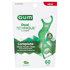 Sunstar GUM Dual Technique Fresh Mint Flossers, 60 count