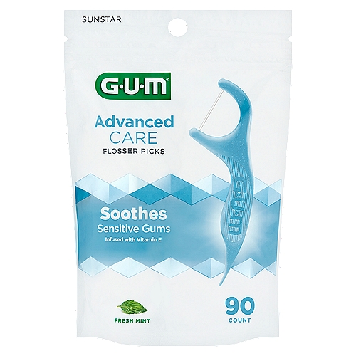 Sunstar GUM Advanced Care Fresh Mint Flosser Picks, 90 count