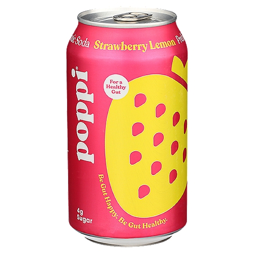 Poppi Strawberry Lemon Prebiotic Soda, 12 fl oz