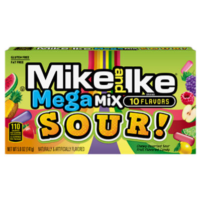 Mike and Ike Mega Mix 10 Flavors Chewy Assorted Sour Fruit Flavored