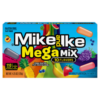 Mike and Ike Mega Mix Chewy Assorted Fruit Flavored Candy, 4.25 oz