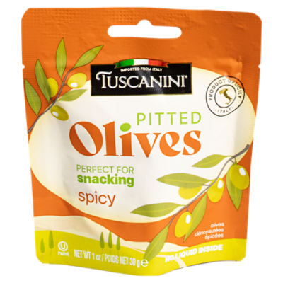 Tuscanini Spicy Pitted Olives, 1 oz