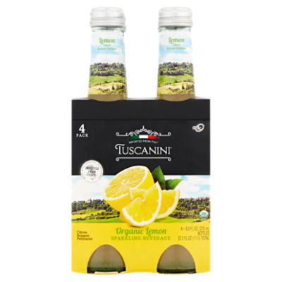 Tuscanini Organic Lemon Sparkling Beverage, 9.3 fl oz, 4 count