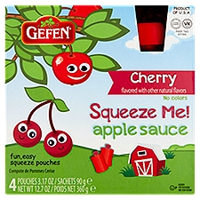 Gefen Cherry Squeeze Me! Apple Sauce, 3.17 oz, 4 count