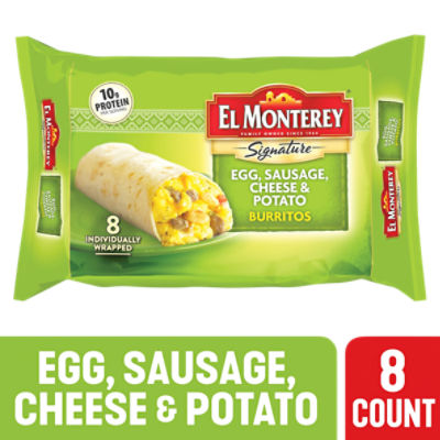 El Monterey Signature Egg, Sausage, Cheese & Potato Burritos, 8 count, 36 oz