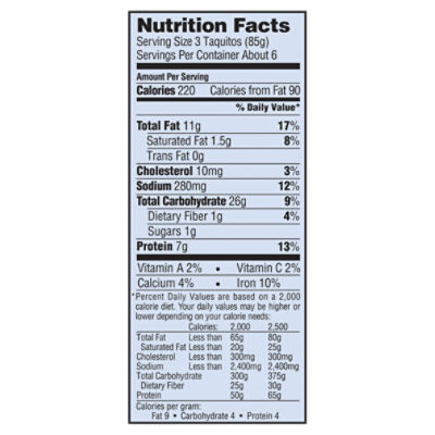 El Monterey Taquitos Nutrition Facts Besto Blog