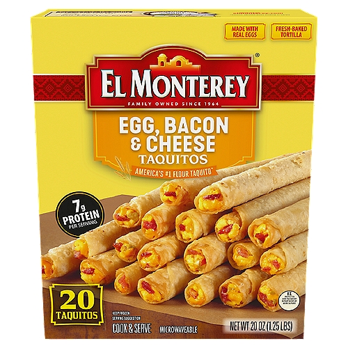 El Monterey Egg, Bacon & Cheese Taquitos, 20 count, 20 oz