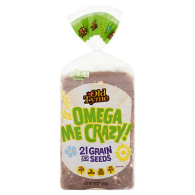 Schmidt Old Tyme Omega Me Crazy! 21 Grain and Seeds Bread, 24 oz, 24 Ounce