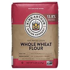 King Arthur Flour All-Natural Traditional Whole Wheat Flour, 5 Pound