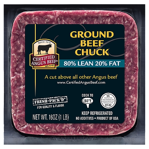 Certified Angus Beef 80% Lean 20% Fat Ground Beef Chuck, 16 oz