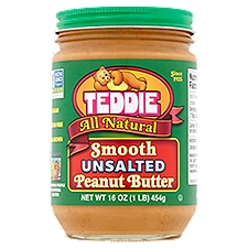 Teddie All Natural Smooth Unsalted Peanut Butter, 16 oz