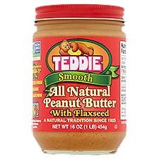 Teddie Smooth All Natural Peanut Butter with Flaxseed, 16 oz